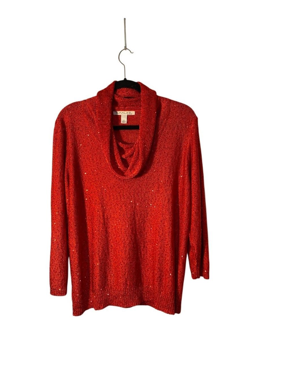 Emaline women’s red sequined, holiday party sweater 1X